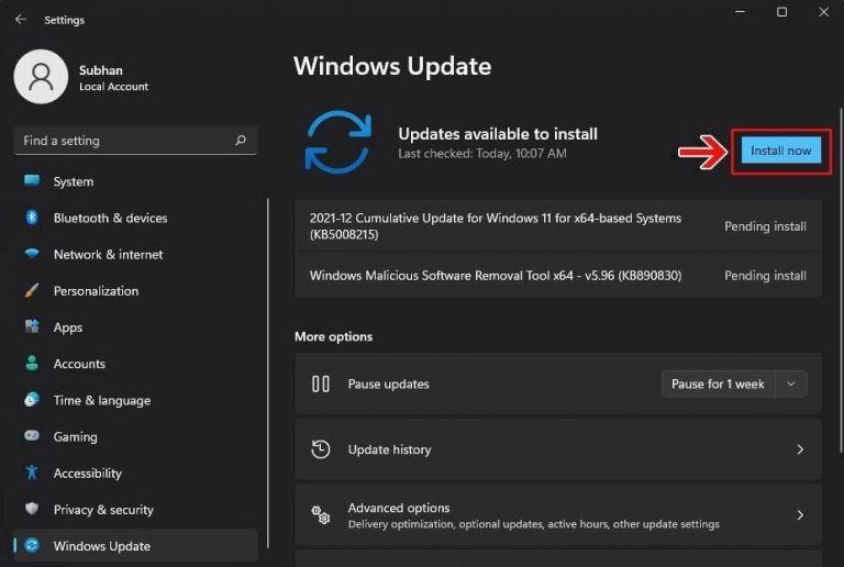 instalar ahora windows update