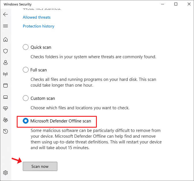 select-microsoft-defender-offline-scan-and-then-click-scan-now