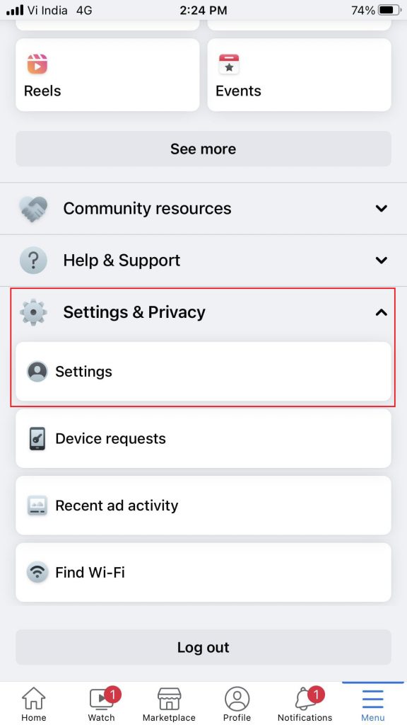arreglar fotos borrosas en Facebook - Configuración y privacidad