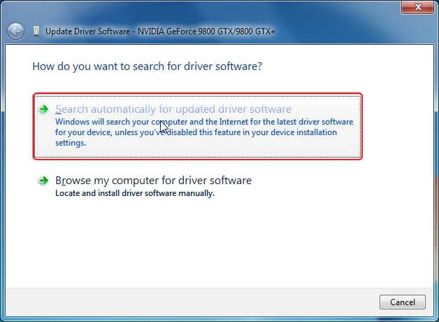 click search automatically  for updated driver software  to Fix error code 0xc1010103