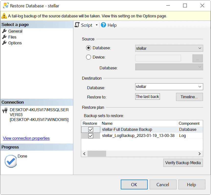 select source and destination and click ok