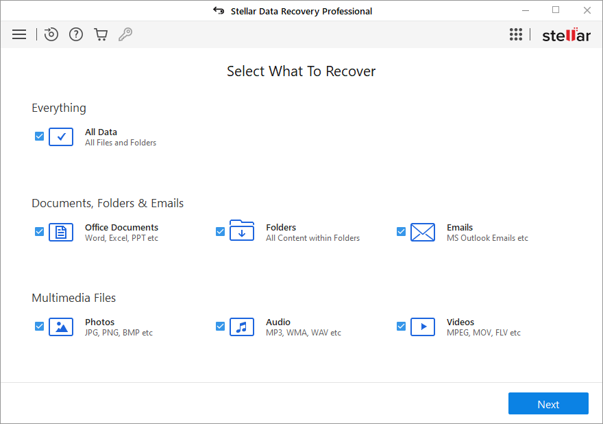 Stellar windows data recovery professional