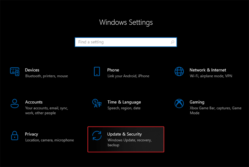 Open system settings on Windows 11