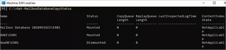 Get-MailboxDatabaseCopyStatus