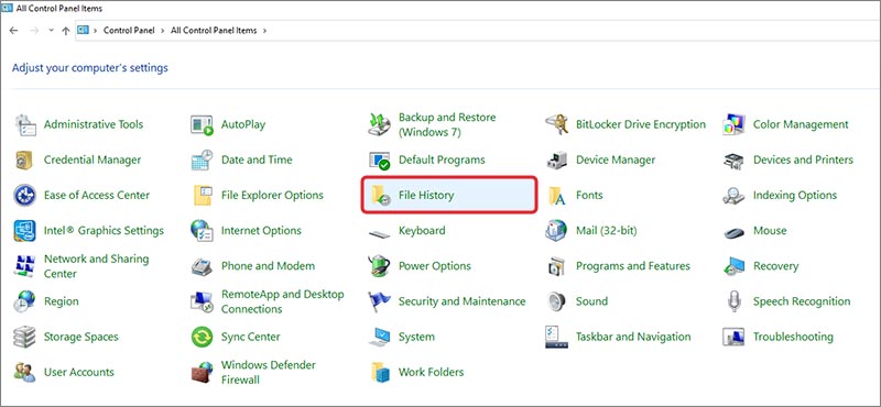 recover deleted files from File History