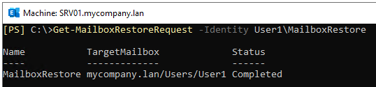 Get-MailboxRestoreRequest -Identity 