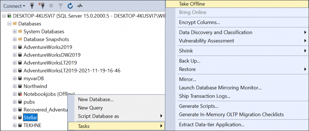 Object explorer in SSMS