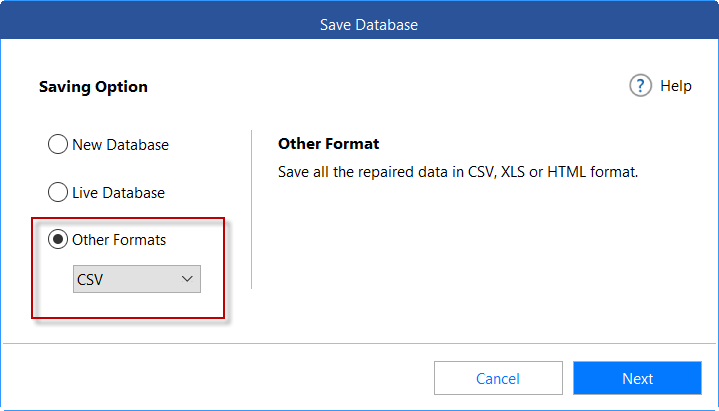 Saving file in other formats