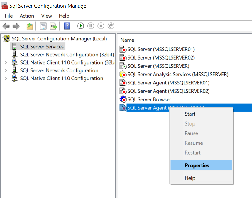 Properties in SQL Server Configuration Manager