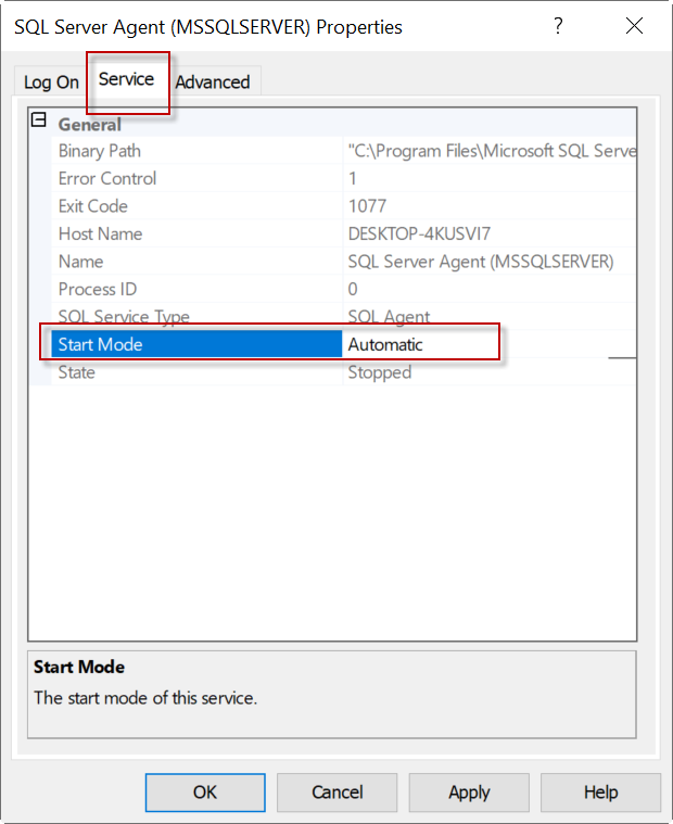 Services in SQL Server Agent