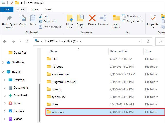 locate-Windows-folder-in-file-explorer-C-drive