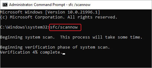 perform sfc scan to fix the windows install error 0x800F081F