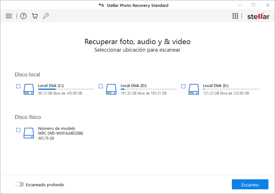 Inicie Stellar Photo Recovery Software