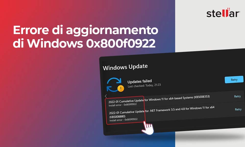 [Fisso]Errore di aggiornamento di Windows 0x800f0922
