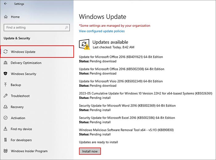 install all the available windows OS updates