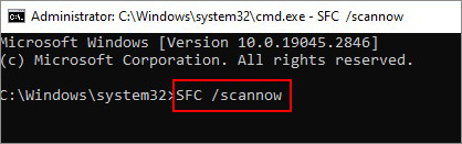 perform sfc scan in command prompt