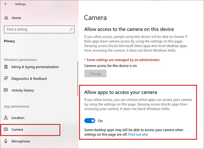 allow apps to access your camera
