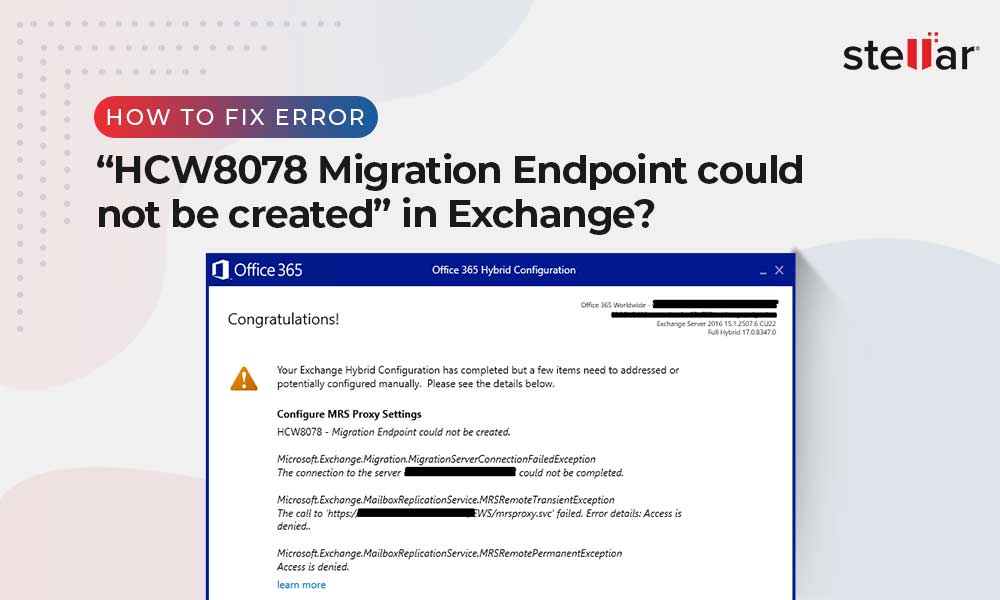 Fix HCW8078 Migration Endpoint Could Not Be Created Error