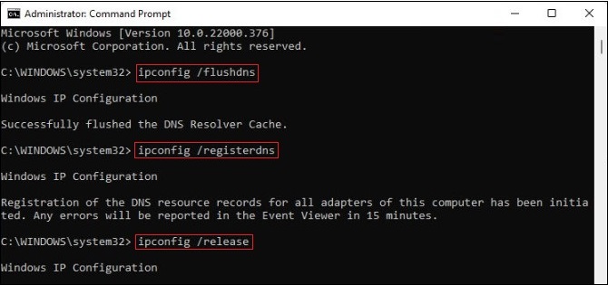 execute the commands in cmd to fix the dns server is not responding error message