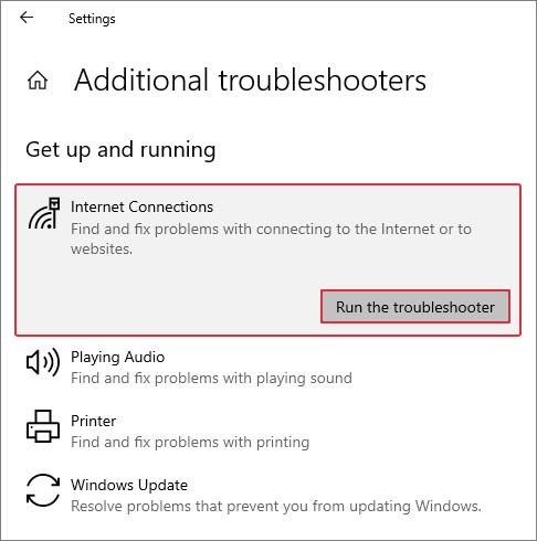 run the internet troubleshooter to fix the Your Computer Appears to be Correctly Configured, but the Device or Resource (DNS server) is not Responding error message