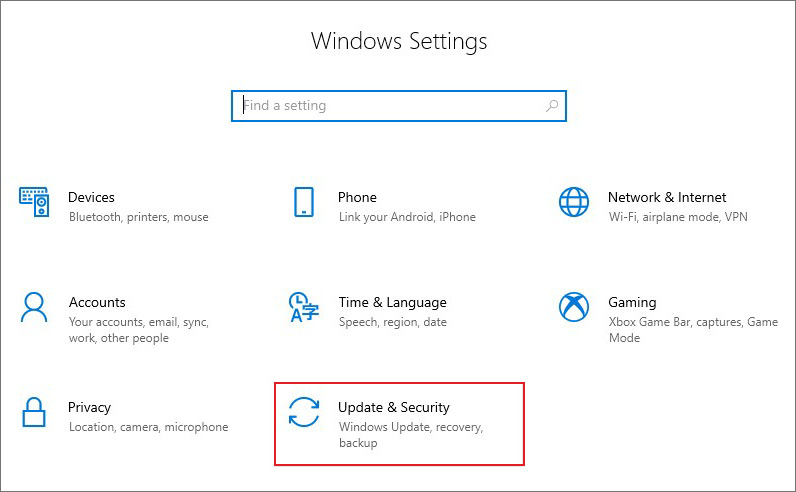 open widows settings app