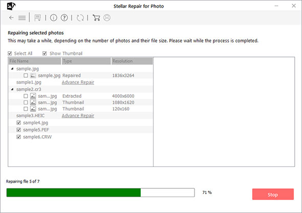 repair process progress bar