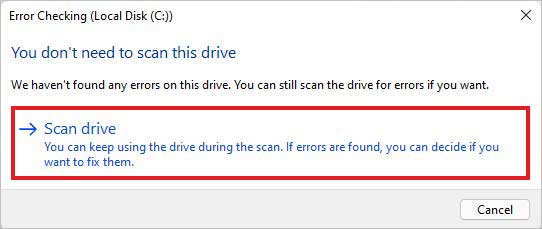 select-Scan-drive-option