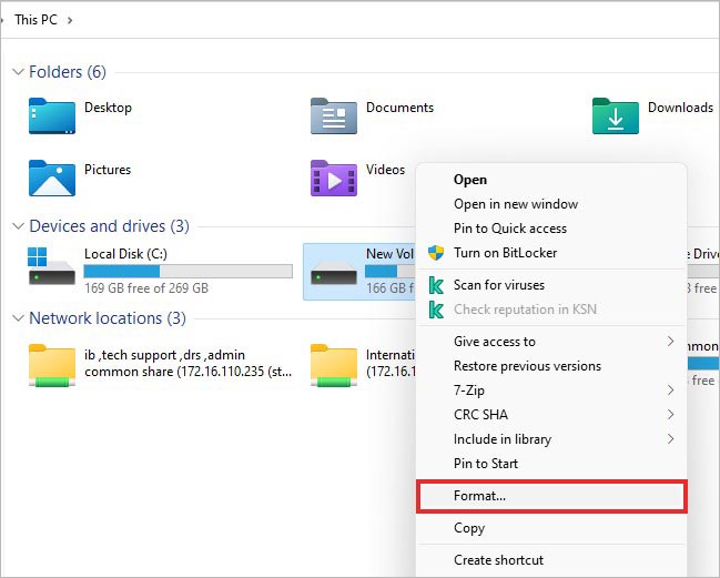 format drive from file explorer