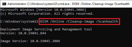 run the dism scan health command