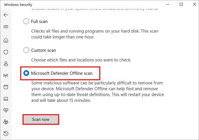 run microsoft defender offline scan