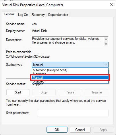 set vds to manual