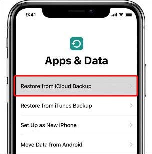5 restore from icloud backup