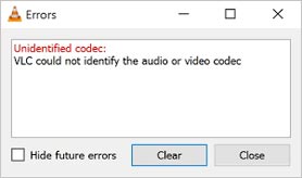 audio codec not supported error vlc media player