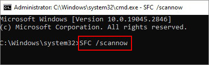 perform system file check using cmd to fix system file related errors 