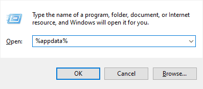 Use %appdata% on Run command 
