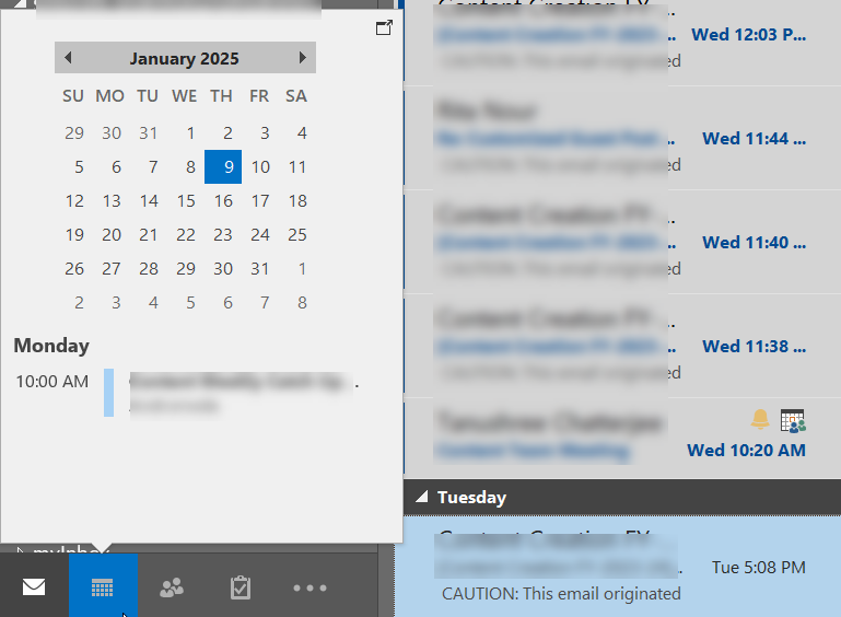 Open Outlook Calendar from Navigation Pane