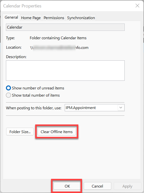 Clearing Offline Items in Outlook Calendar 