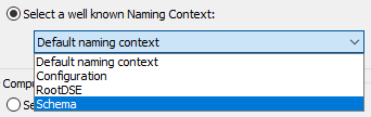 Select a well known Naming Context dropdown menu
