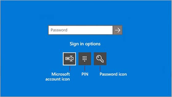 click on the microsoft account login button to sign in and fix the your PIN is no longer available error