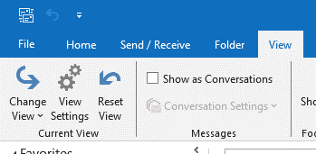 Go to Outlook and click the view tab