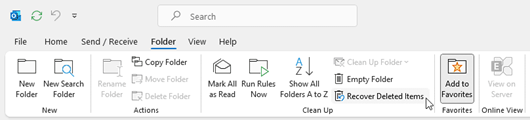 Recover Deleted Items option in Outlook