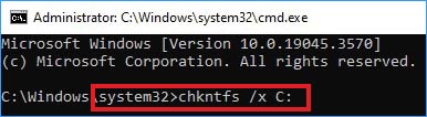 use the chkntfs command to fix chkdsk is verifying usn journal step