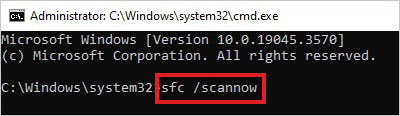 perform sfc scan to fix system files causing invalid ms dos function error message