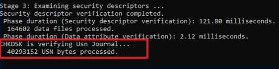verifying usn journal stuck
