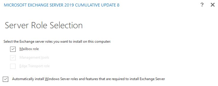 Automatically install Windows Server roles and features that are required to install Exchange Server