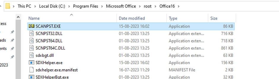 Find the location of scanpst.exe and launch it.