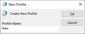 To create a new profile, type any name for this new profile and then click OK.