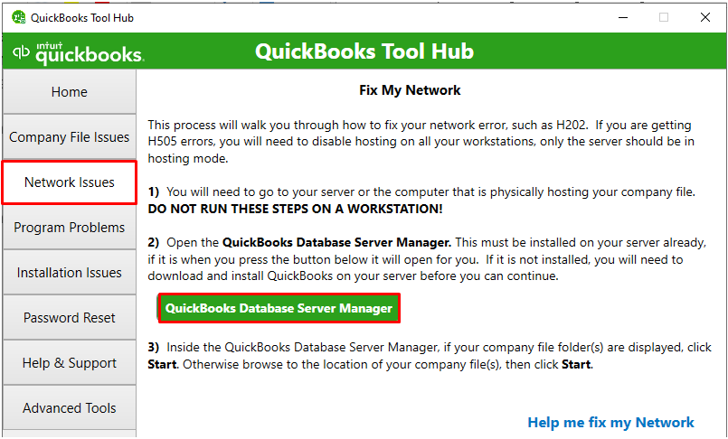 Click on quickbooks database server manager in QuickBooks Tool Hub