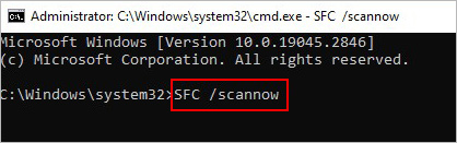 run the SFC command to fix broken system files