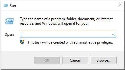 Press the Windows R keys to open the Run utility